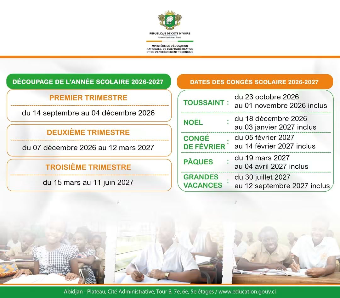 DÉCOUPAGE DE L’ANNÉE SCOLAIRE ET DES DATES DES CONGÉS  ET DES VACANCES SCOLAIRES 2026-2027